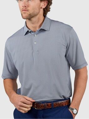 Westport Lifestyle Short Sleeve Performance Striped Polo Knit Shirt